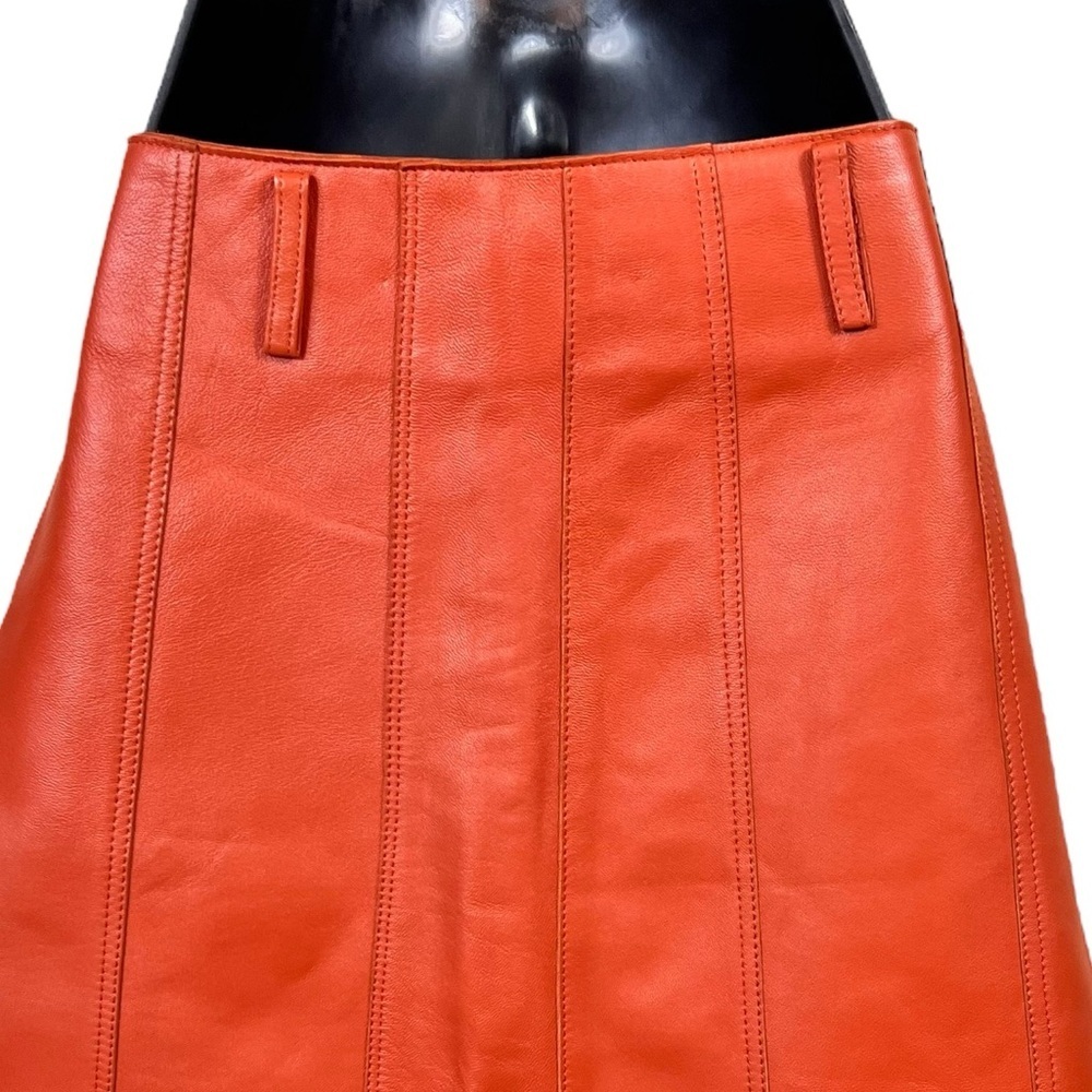 Sandro Aubin Seamed Leather Mini Skirt In Caramel - Picture 14 of 16